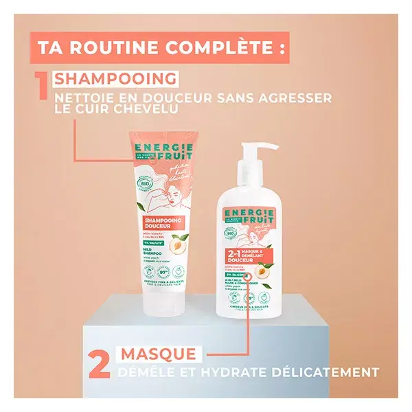Máscara Suavizante para Cabelos Finos e Delicados Energie Fruit com Pêssego Branco e Água de Arroz Orgânica 300ml