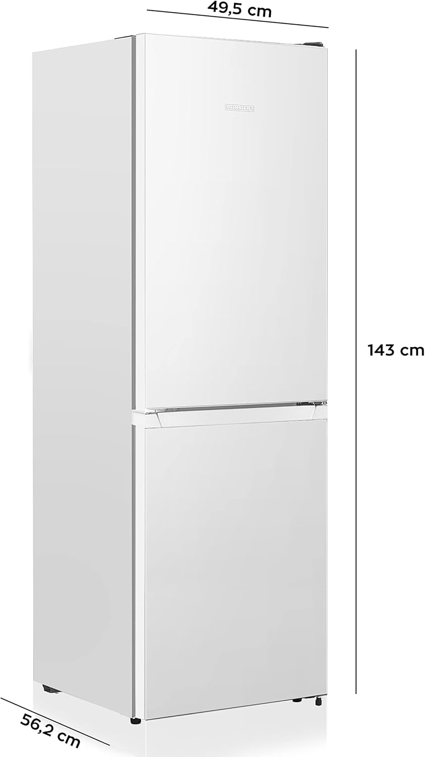 Heinrich´s Kühlgefrierkombination 175Liter, XXL, kühlschrank mit gefrierfach, Kühlvolumen 122L, Gefrierfach 53L, leise 39dB,große Tiefkühlboxen, 7 Temperaturstufen (Energieklasse D, Weiß)