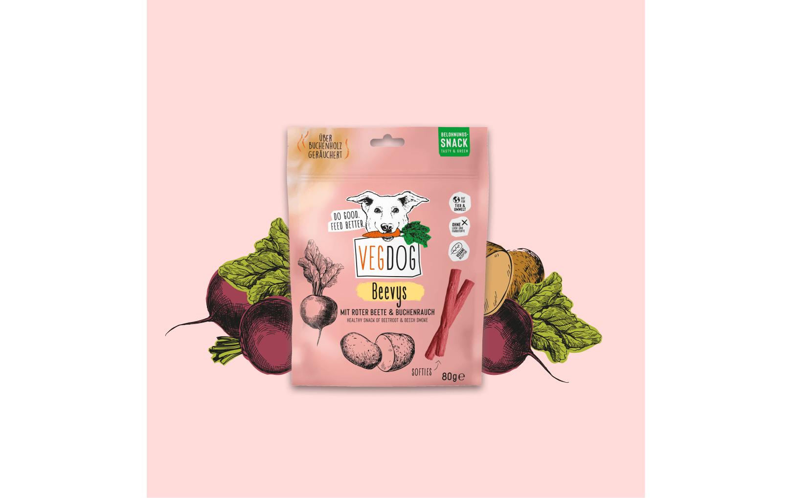 Snack Beevys 80 gHypoallergener Belohnungssnack mit Buchenrauch und Roter Beete