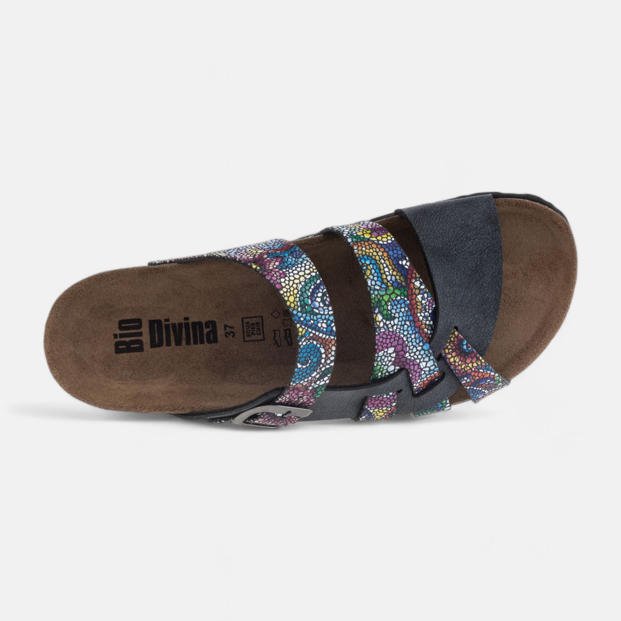 Mules semelle liège Femme bleu marine