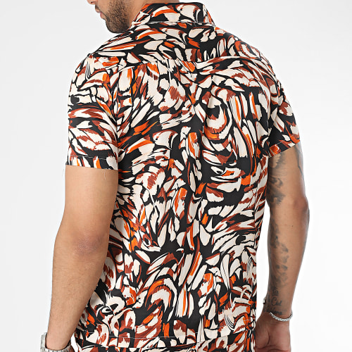 Ensemble Chemise Manches Courtes Et Short Jogging Noir Beige
