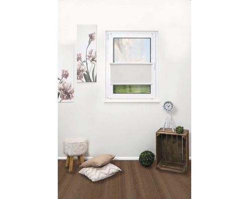 Flex-klemrolgordijn met zijspanning, zonder boren, boven en onder traploos verstelbaar, effen wit, 40x130 cm, inclusief klembeugels