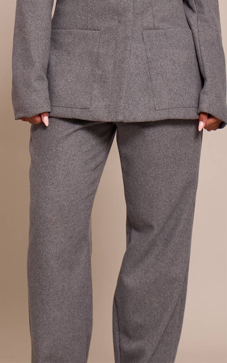 Charbon Pantalon Large Effet Laine Coupe Sculptante