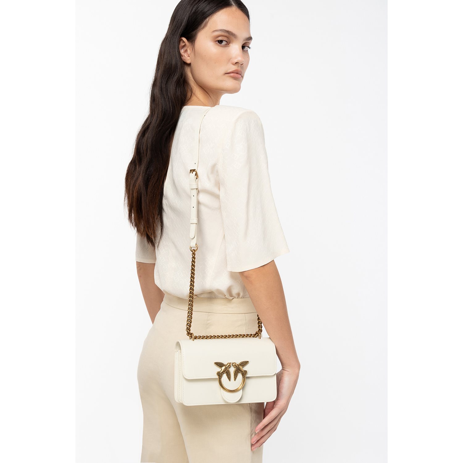 Pinko Love One Mini Dc Vitello Seta white