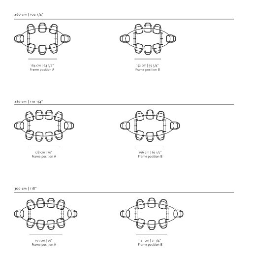 Studio HENK tafel Butterfly Ovaal - zwart frame, HPL Fenix nero ingo 220 x 120 | HPL Fenix Nero Ingo | Rechte Rand | Frame Zwart