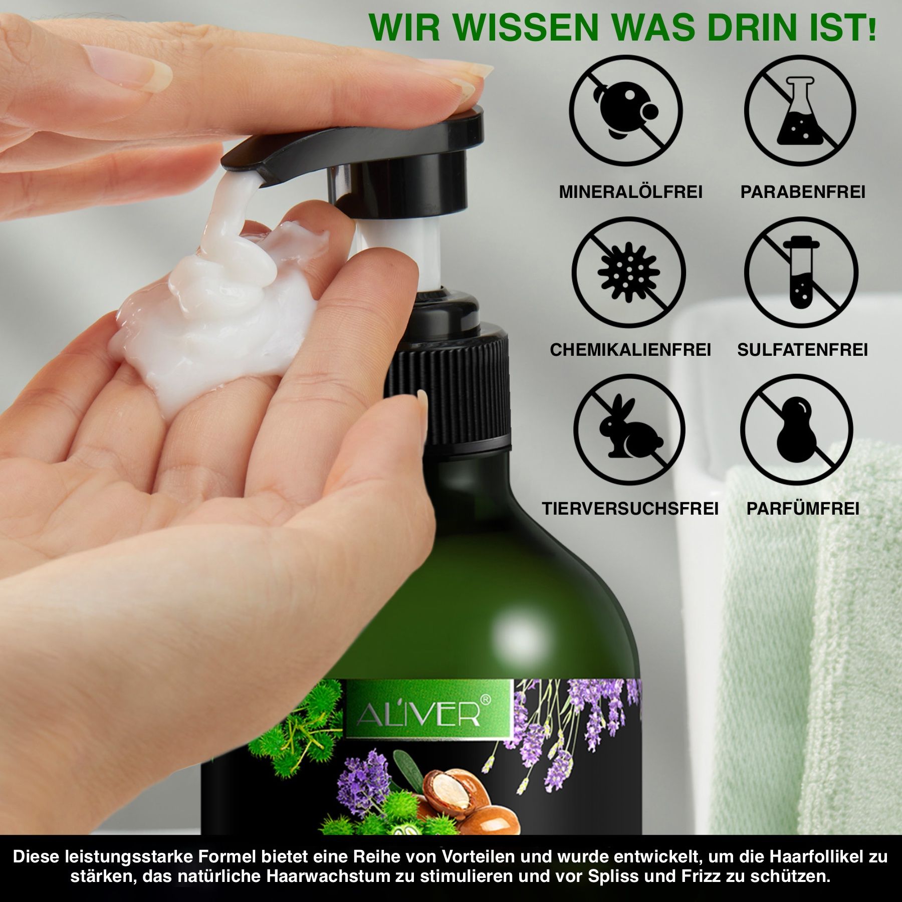 ALIVER 3-in-1 Rizinus Lavendel Argan Haarspülung