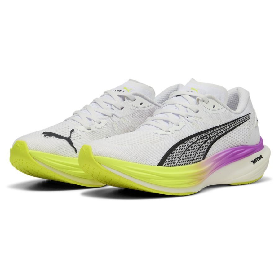 PUMA Chaussures de Running Deviate Nitro 3 - Blanc/Jaune/Pure Magenta