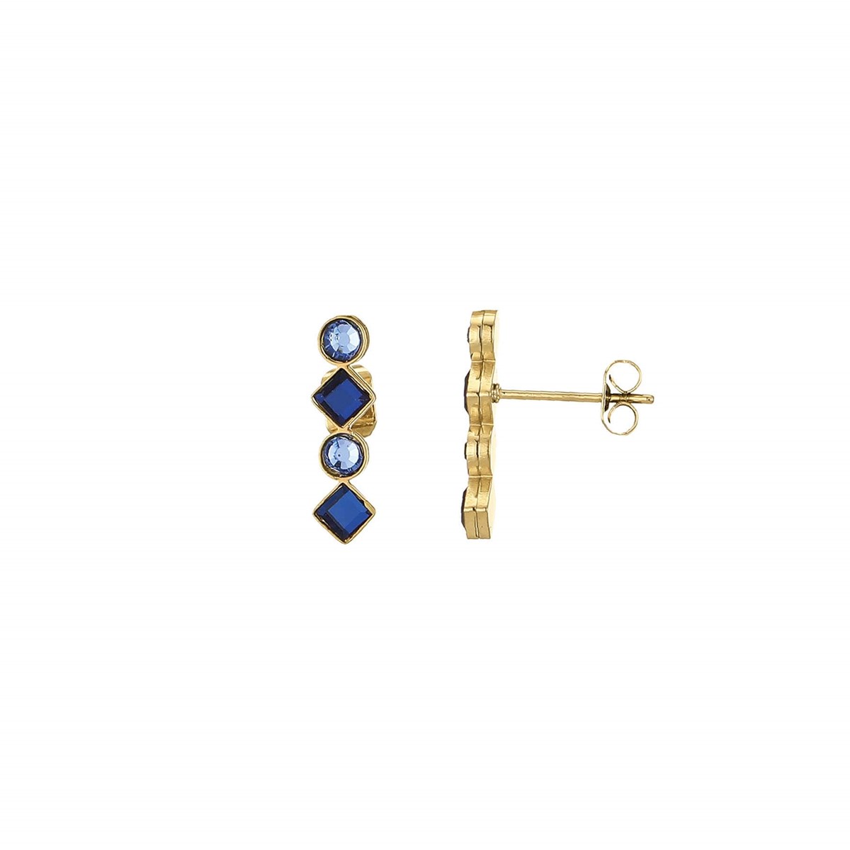 Boucles Eclat bleu acier doré or