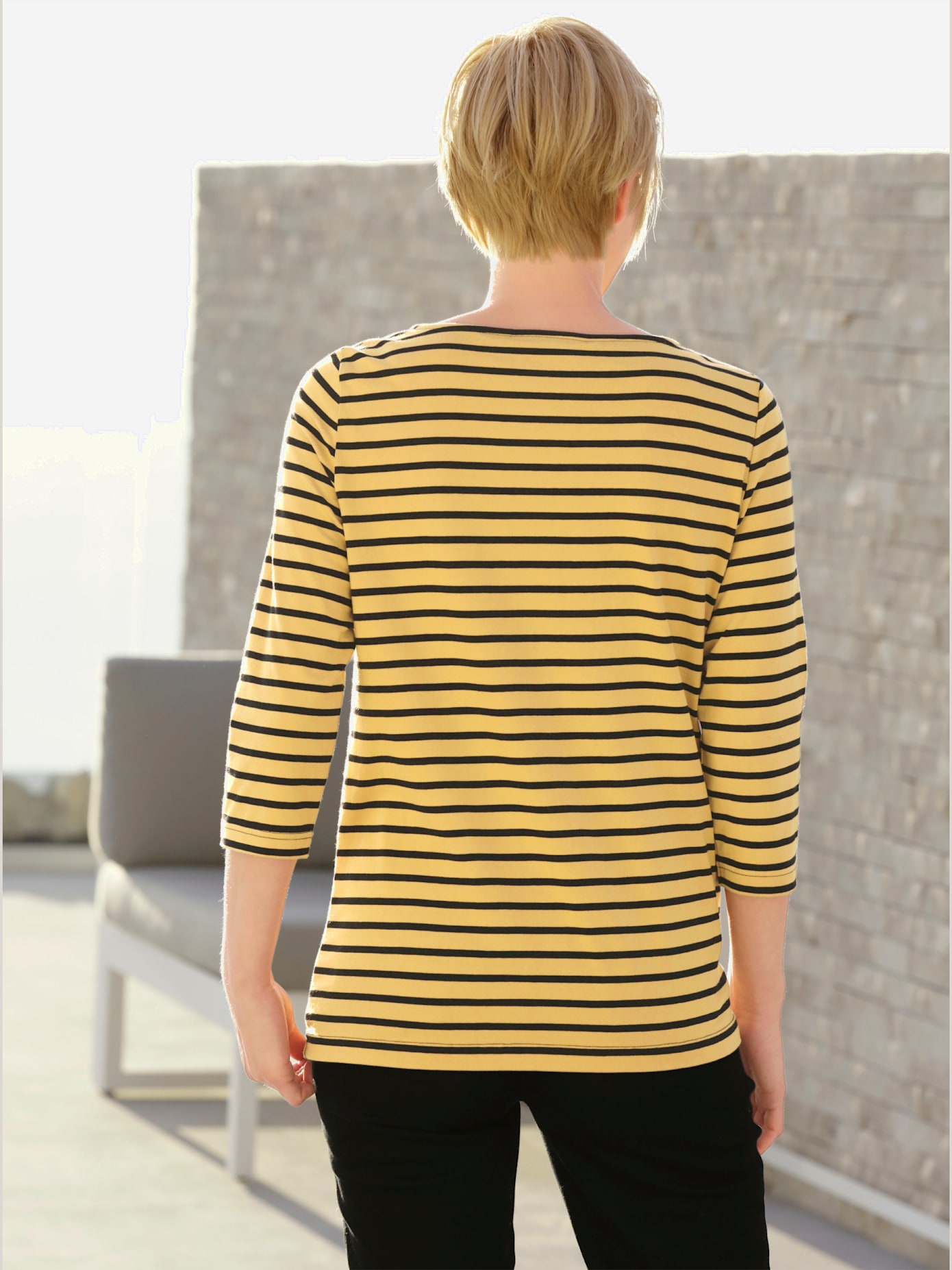 T-shirt rayé col bateau manches longues