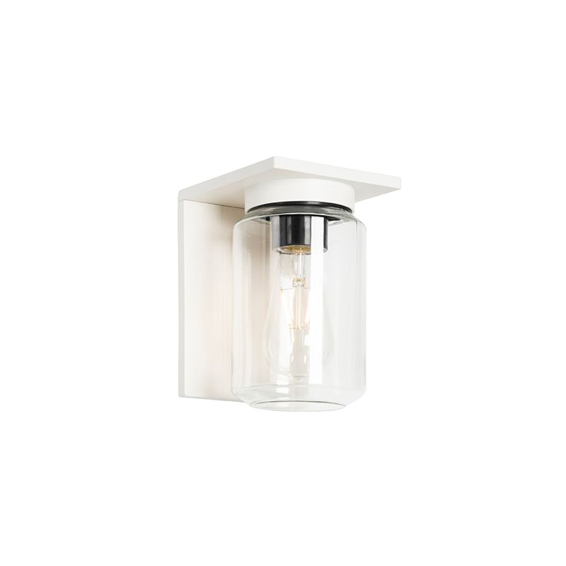 Moderne wandlamp wit met helde glas IP54 - Marshall