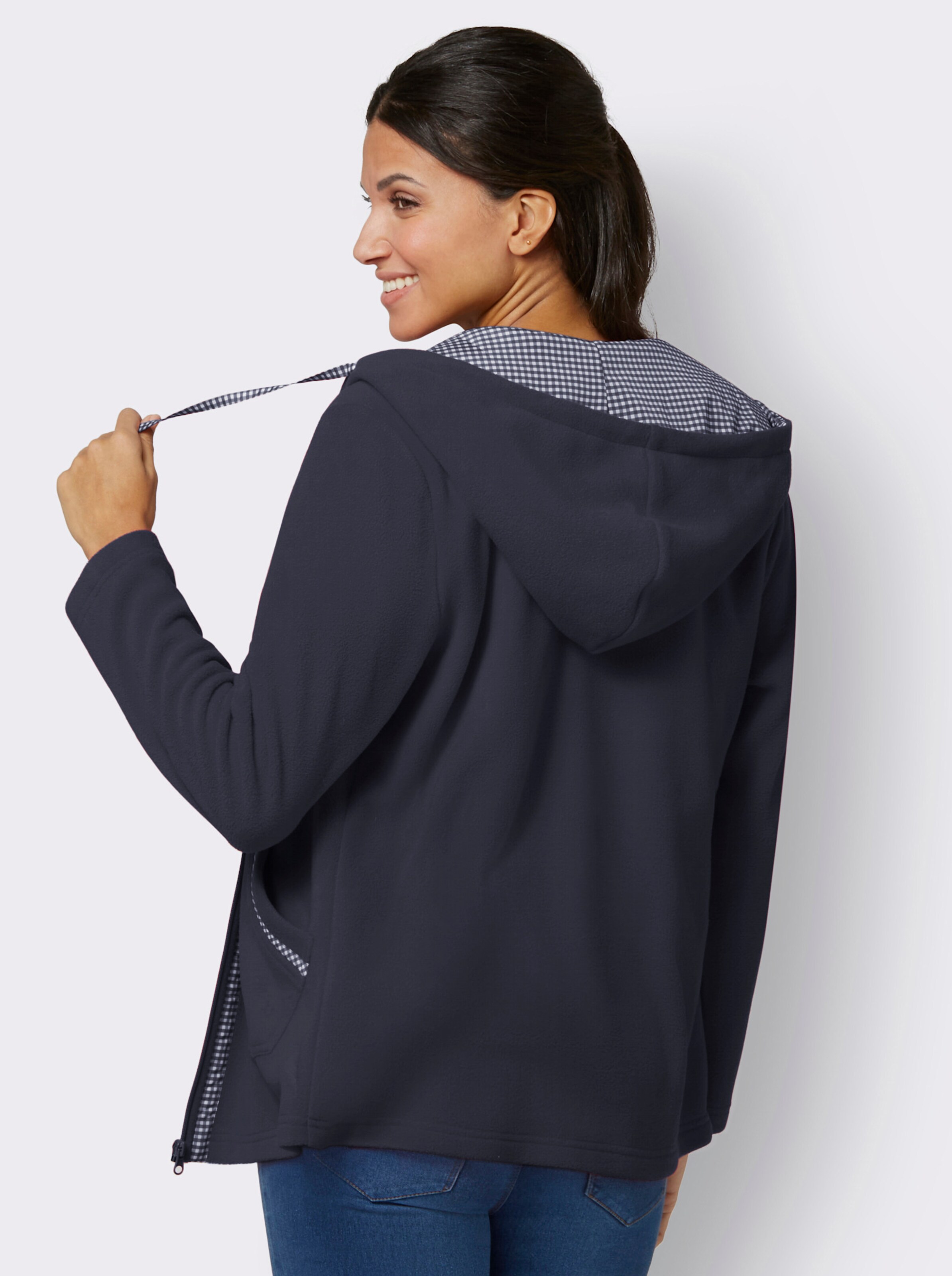 Fleecejacke mit Karo-Details