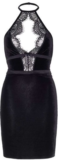 Velvet Backless Halter Dress