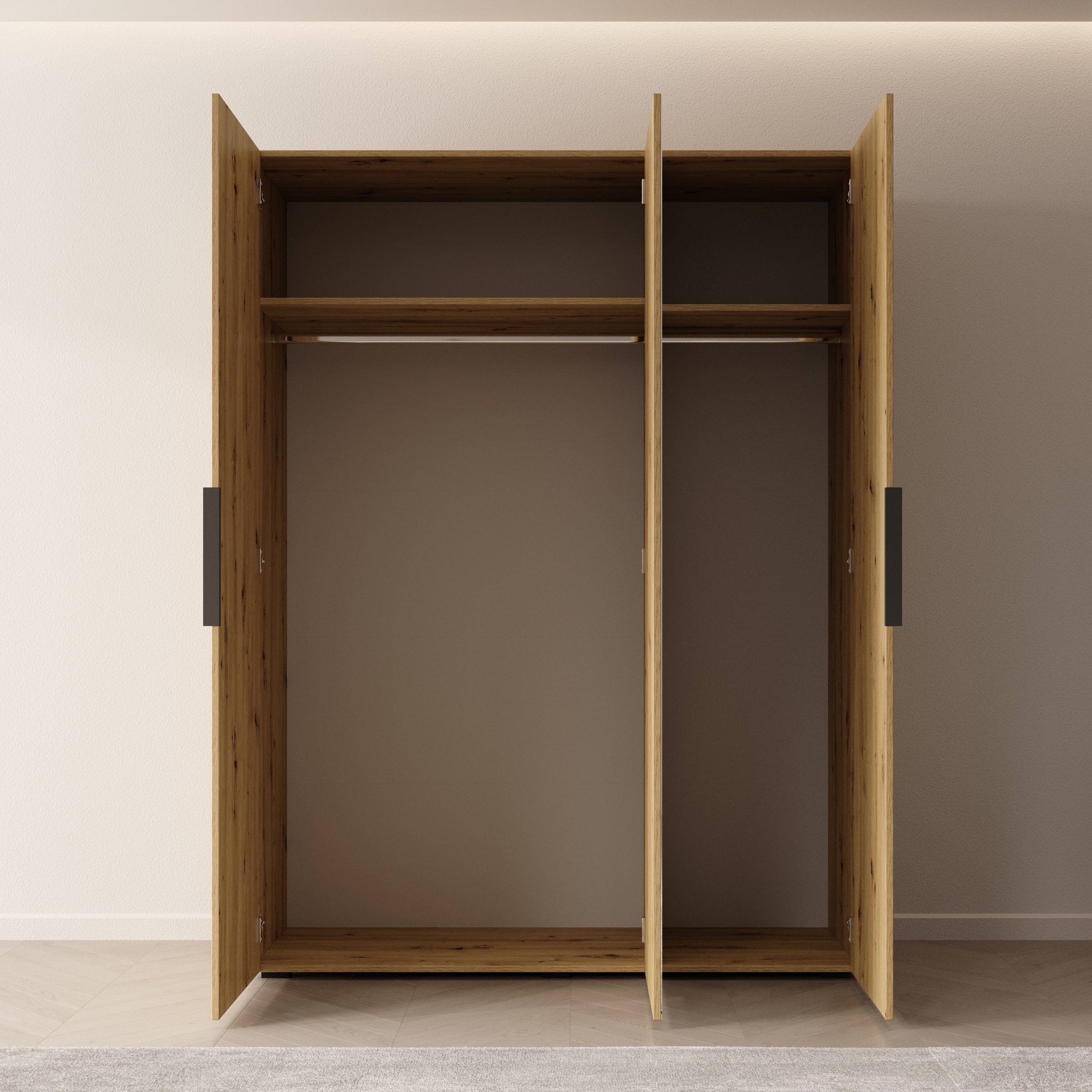 Marquesa - Kledingkast met spiegel - Eiken - 150x50x202 cm
