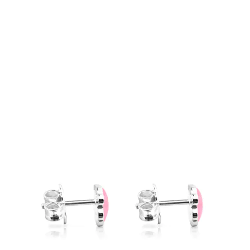 Brincos TOUS Color prateados com quartzo.