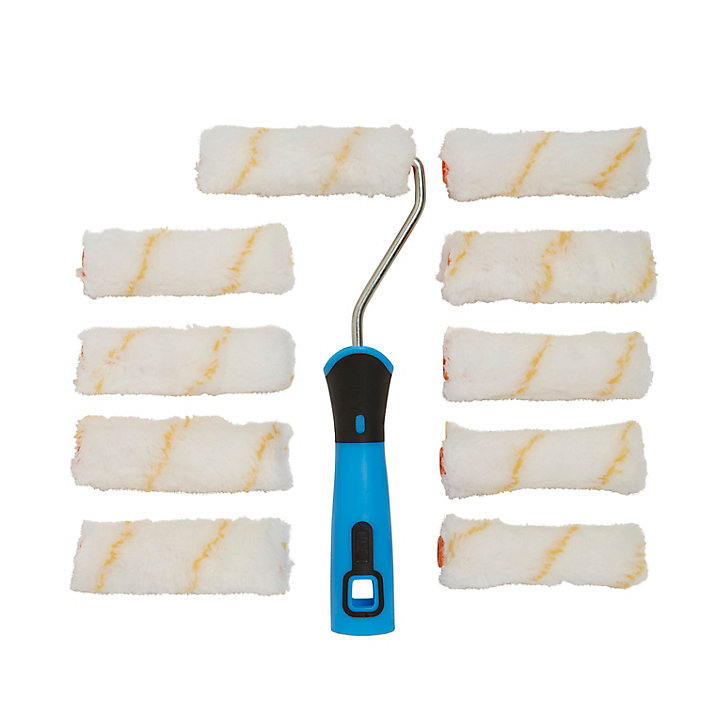 Ensemble mini rouleau + 9 manchons peinture monocouche Diall 100 mm