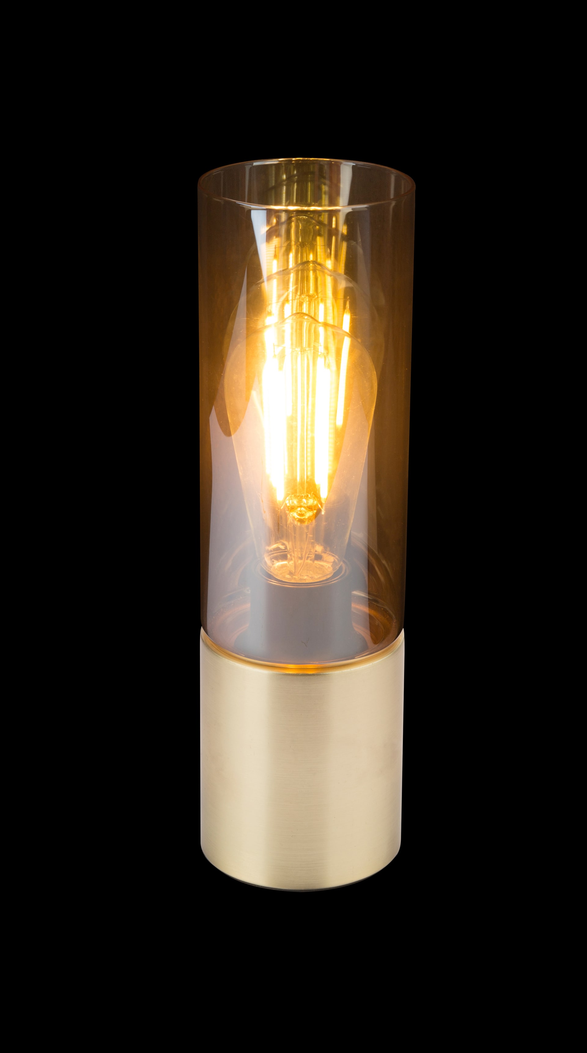 GLOBO Retrofit Tischlampe Annika Messingfarbig /Amber 9x9cm H30cm