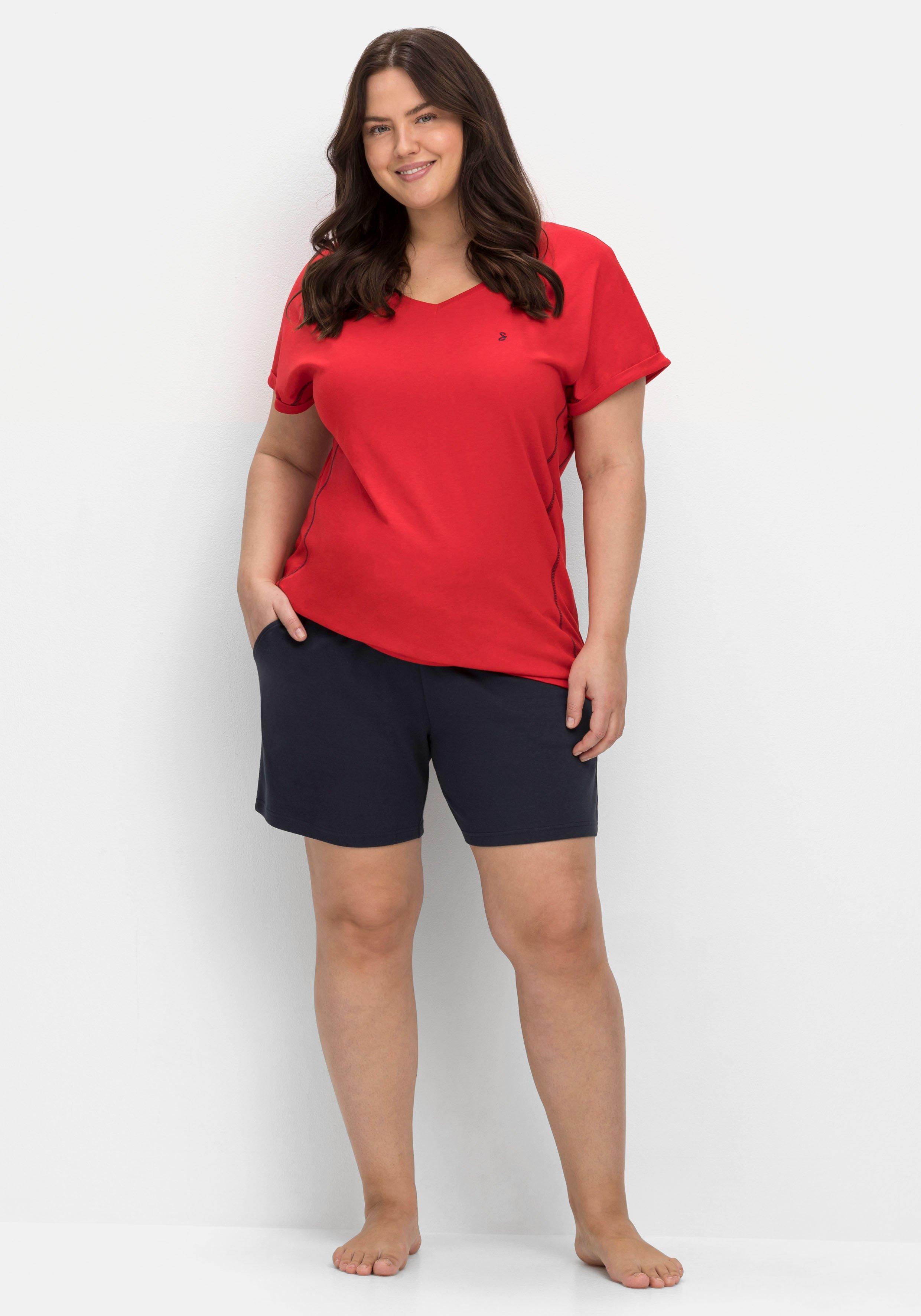Relaxshorts mit Kontrastdetails, aus weichem Interlock