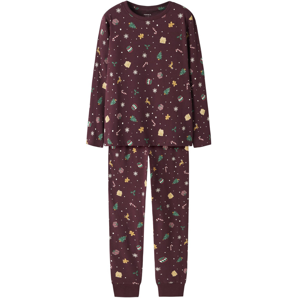 Køb Name It Jule Natsæt Burgundy Xmas AOP