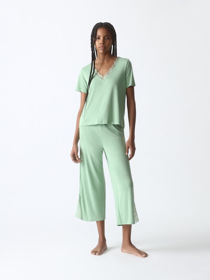Blusa de pijama de renda - Verde Pastel