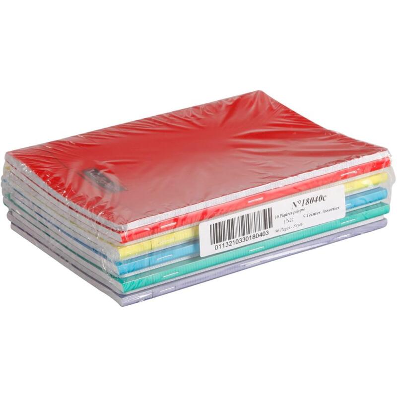 Cahier piqué 8000 POLYPRO 17x22 cm 96 pages grands carreaux 90 g - Assortis