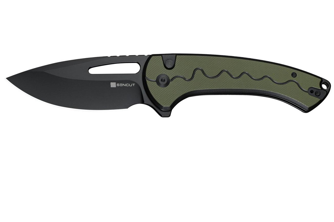 SENCUT Squiggy S24082A-2 Black Coating, Black/Green G10, zakmes