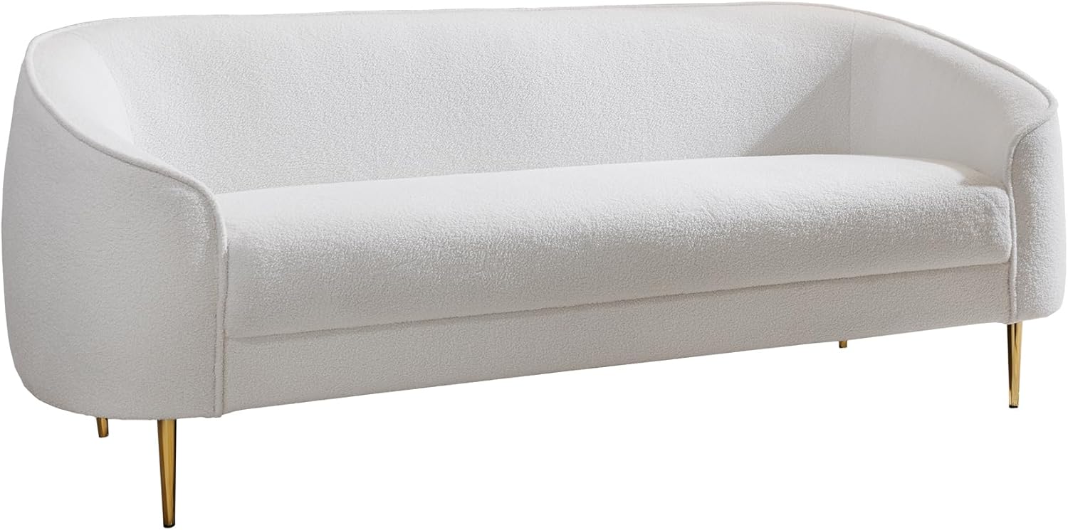 riess-ambiente.de Design 3er Lounge Sofa Diva 205cm weiß Bouclé 3-Sitzer Metallfüße Gold