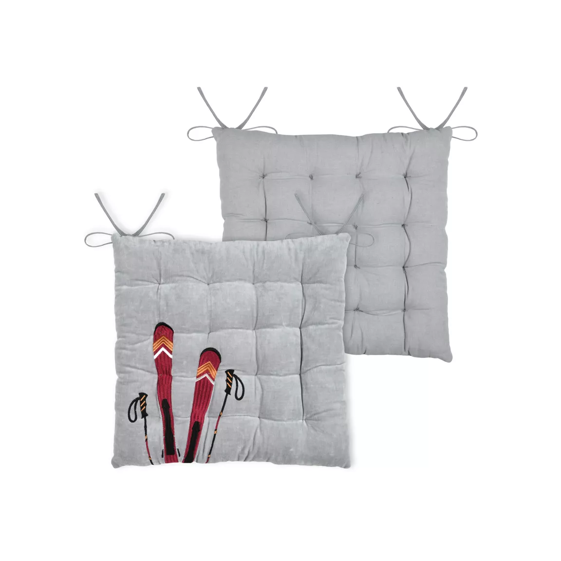 Coussin de chaise carré velours (38 x 38 cm) Chamonix Gris