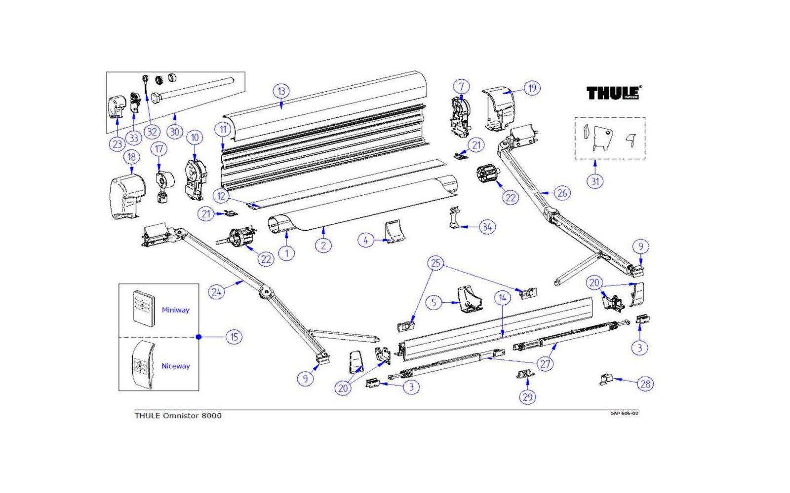 Thule Stützfuß für Markisenlänge 3,5 - 4,5m