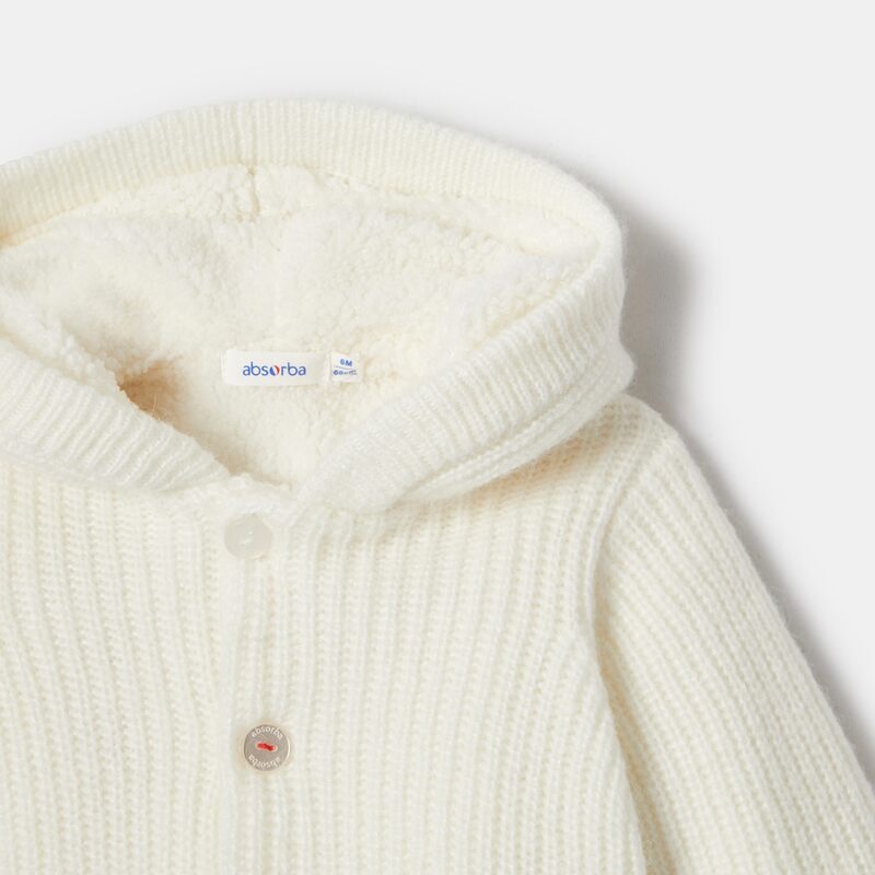 Gilet boutonné à capuche blanc naissance Absorba