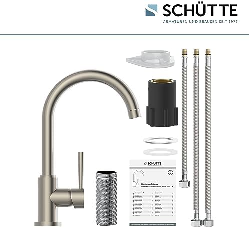 SCHÜTTE Cornwall 79161 Robinet de cuisine pivotant à 360 ° avec mitigeur monocommande Blanc : Bricolage