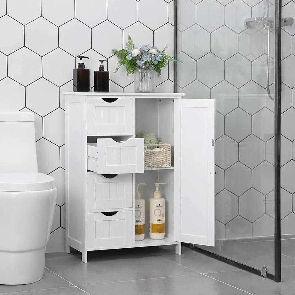 Songmics - Kast met 4 lades en deur - MDF - Wit