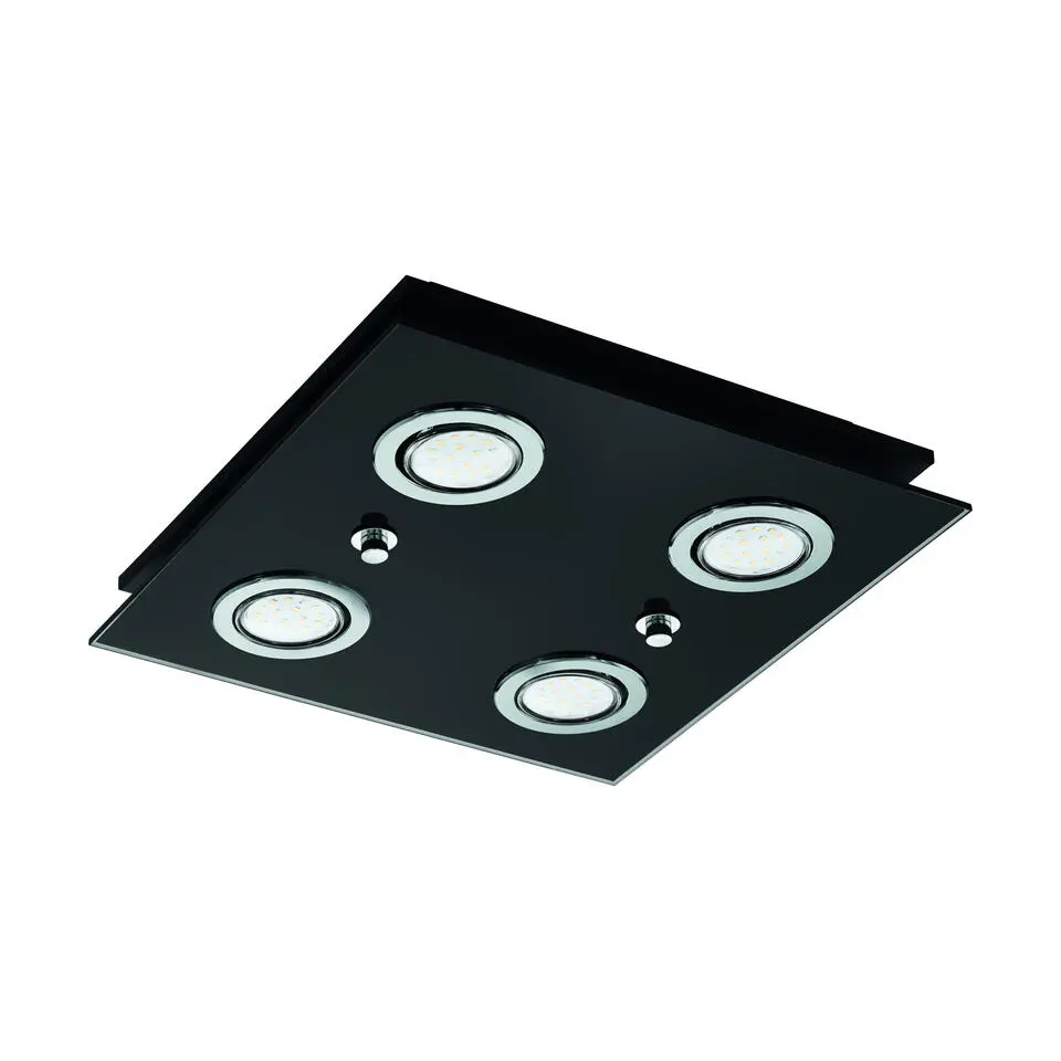 EGLO Grattino Plafonnière - GU10 - Glas - Zwart