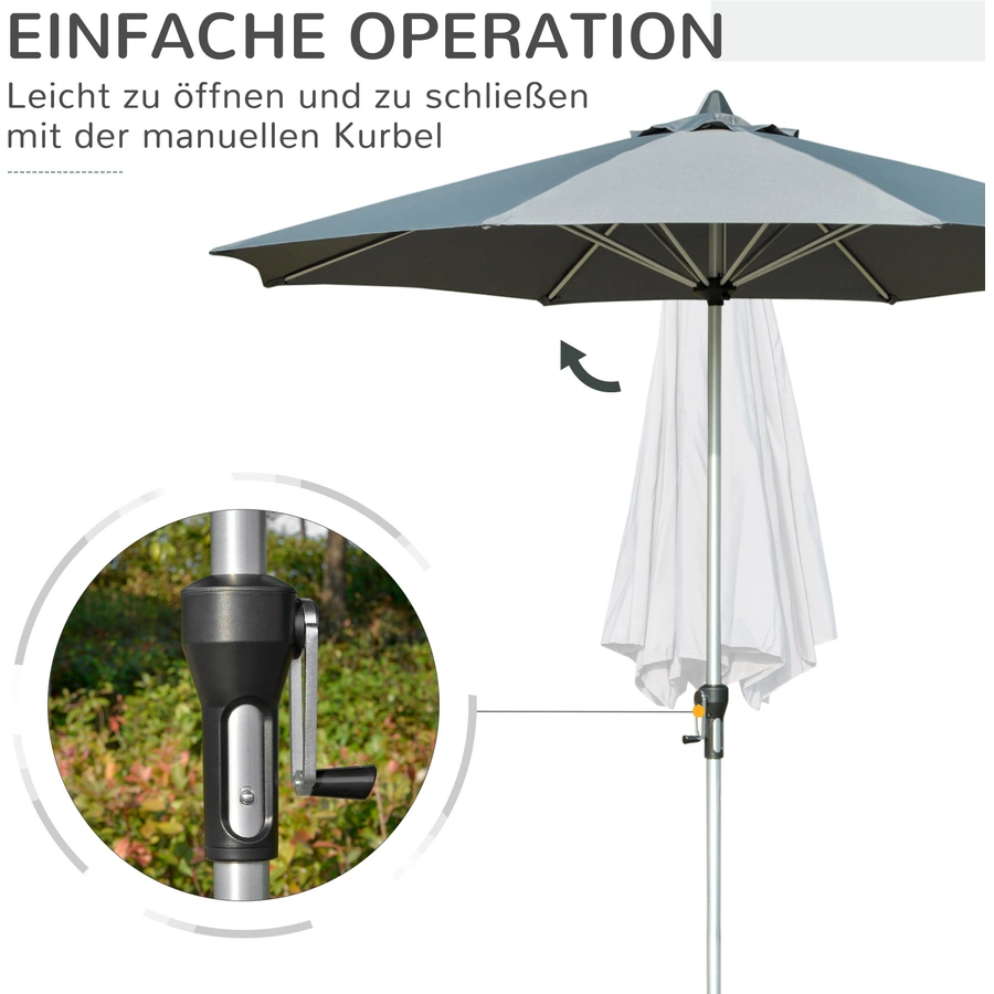 Outsunny Sonnenschirm mit Entlüftung grau