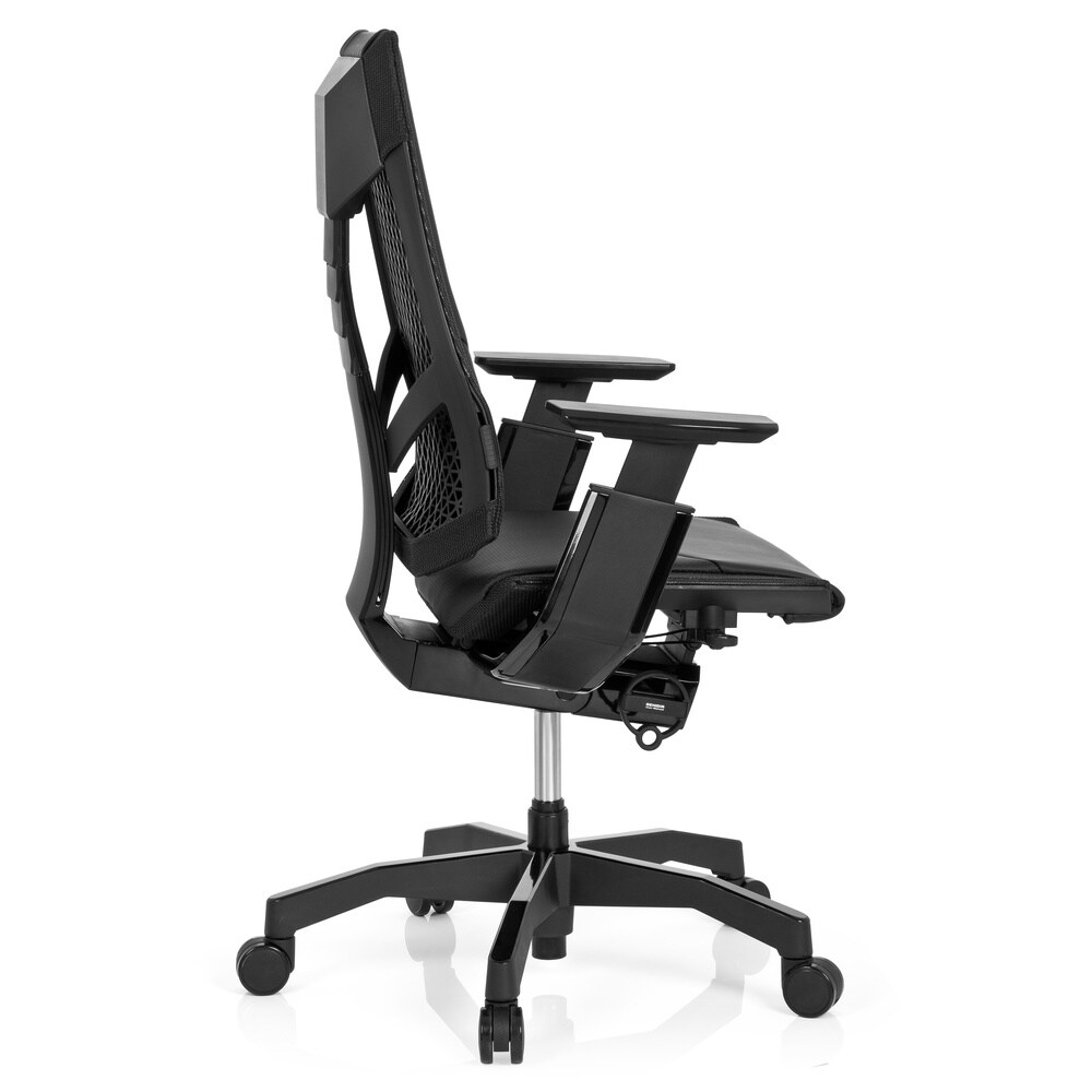 High End Bürostuhl GENIDIA BLACK Leder mit Armlehnen hjh OFFICE