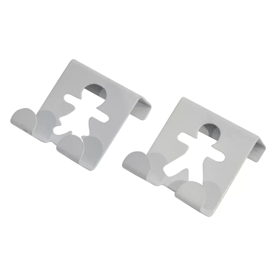 Lot de 2 patères à suspendre métal (H4,8 cm) Bonhommes Blanc