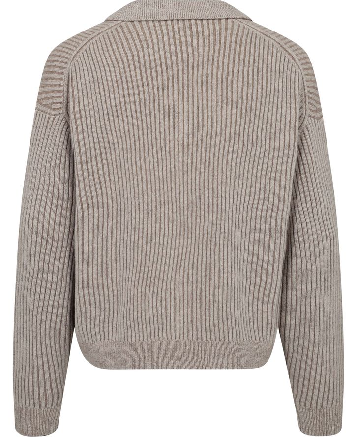 Filippa K Ribbed Polo Shirt Beige/whit