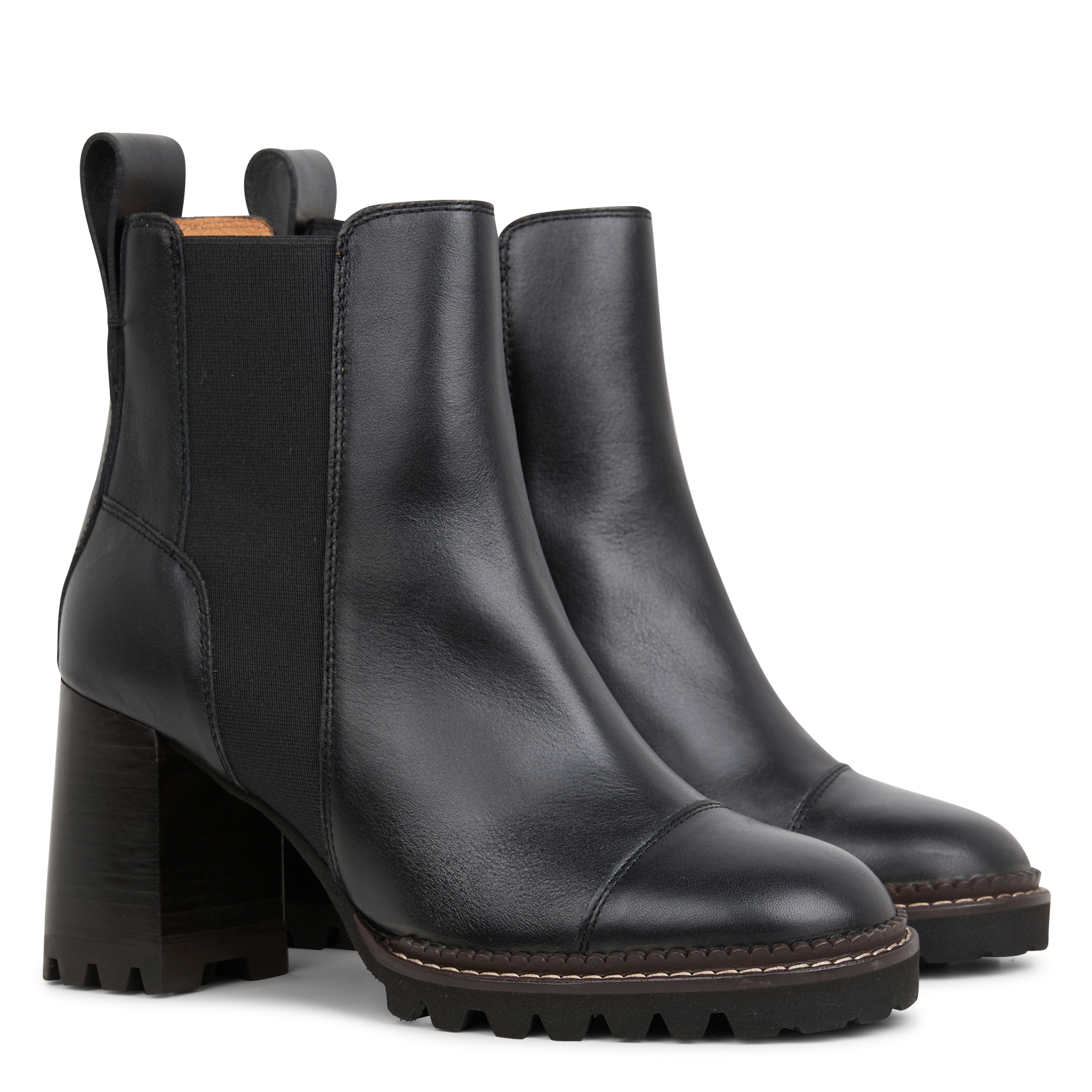 Boots à talons en cuir | Noir