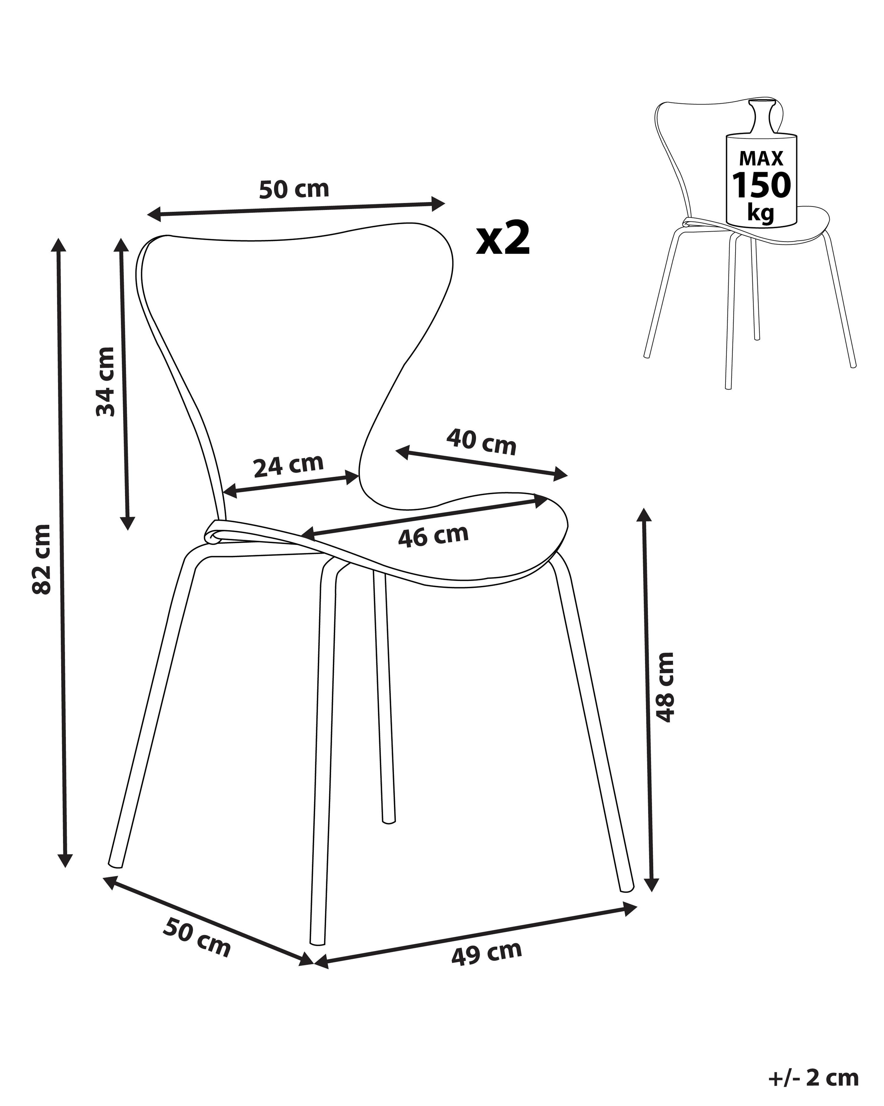 Set van 2 eetkamerstoelen BOONVILLE Fluweel Zwart