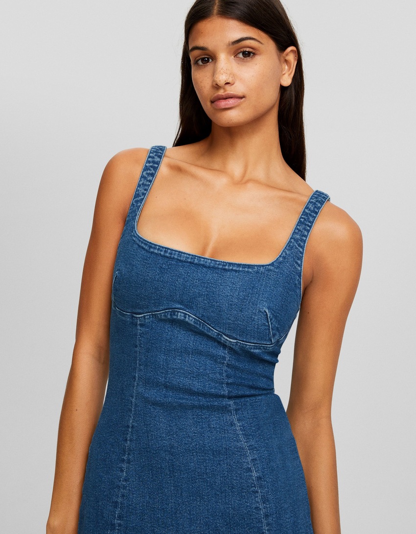Vestido longo jeans com alças