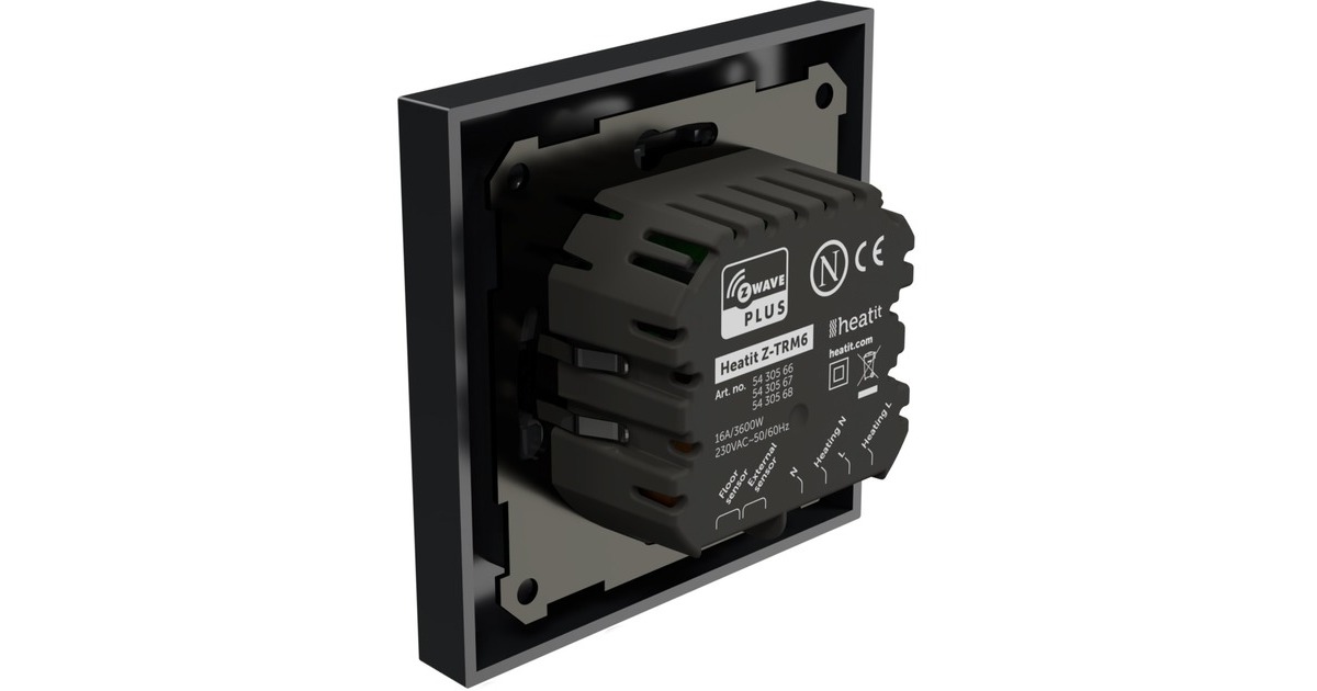 heat itZ-TRM6 thermostaat  (Zwart, 3600W, 16A, Z-Wave+)