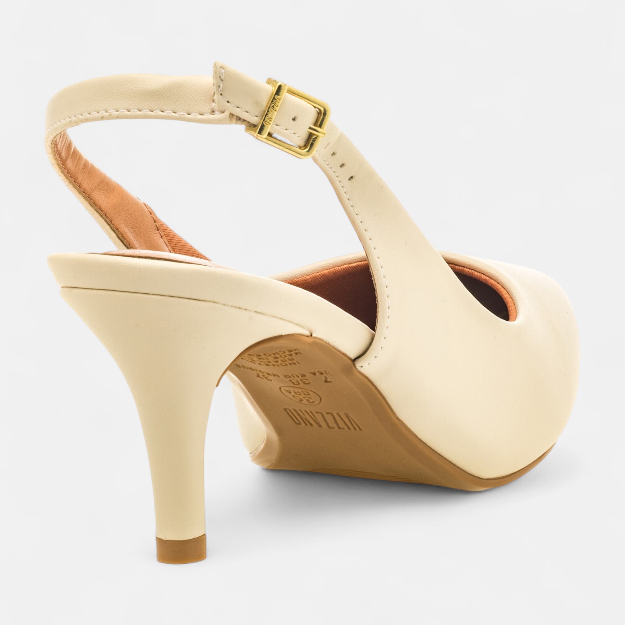 Escarpins avec bride arrière à talon Femme beige