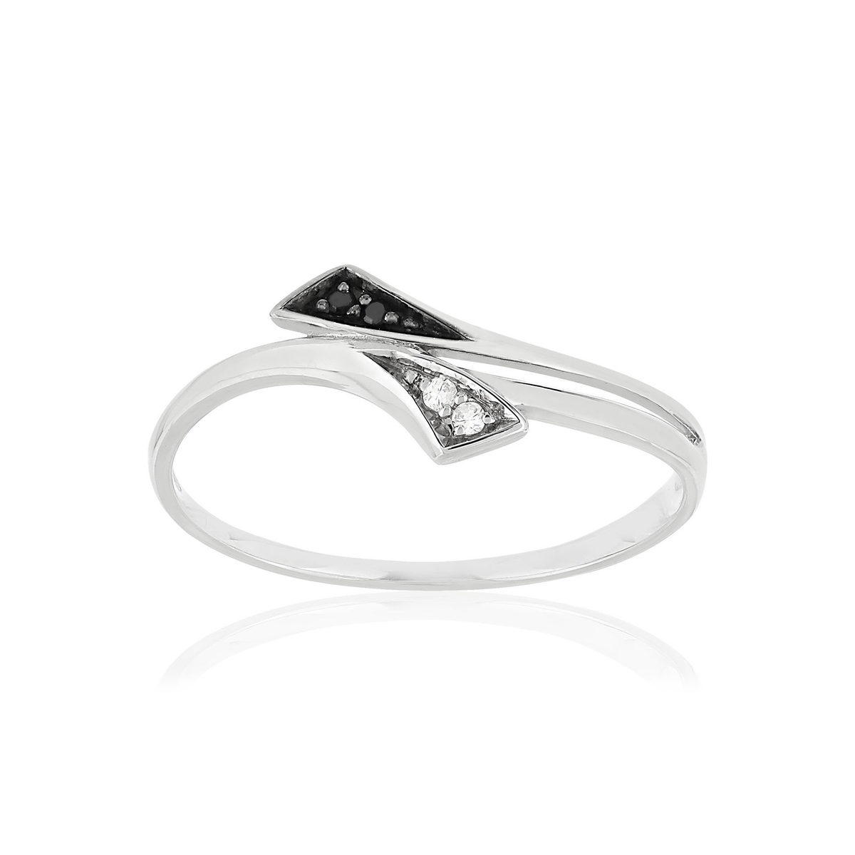 Bague or blanc 375 diamants noirs et blancs.