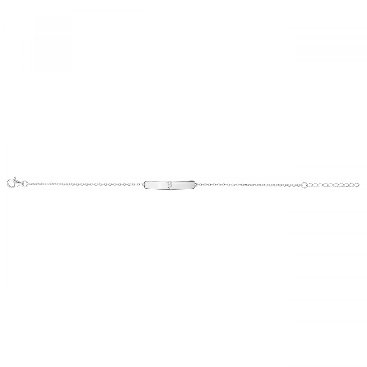 Bracelet souple mono-motif en Argent avec oxyde de zirconium blanc