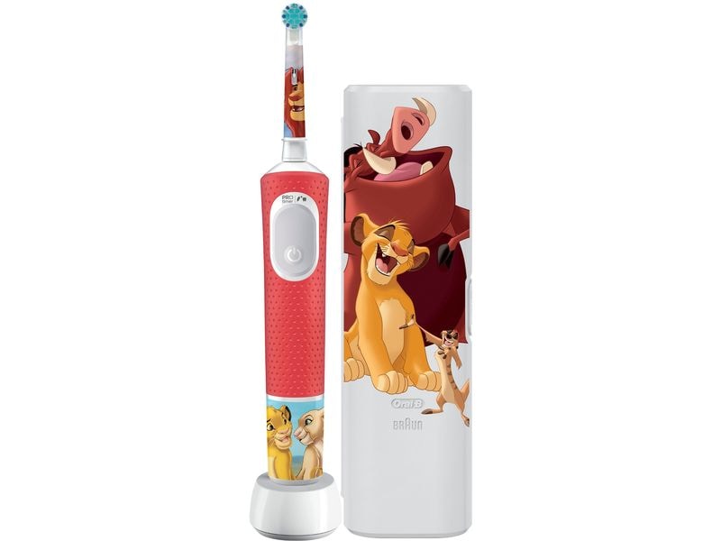 Oral-B Rotationszahnbürste Vitality Pro 103 Kids Lion King Elektrische Zahnbürste mit Reiseetui