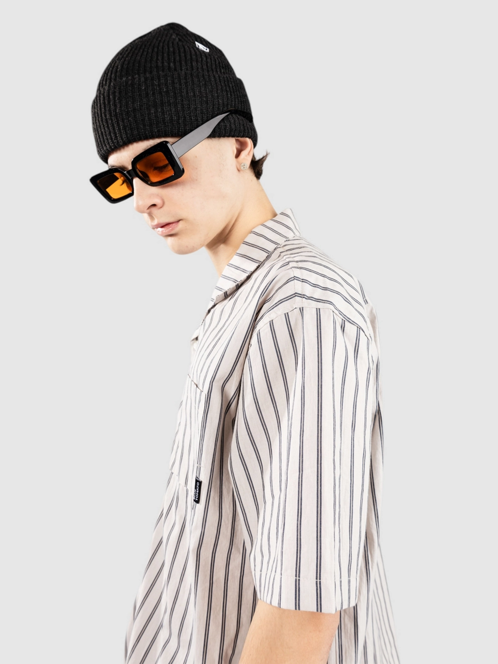 Blue Tomato Boxy Striped Linen Shirt blue striped