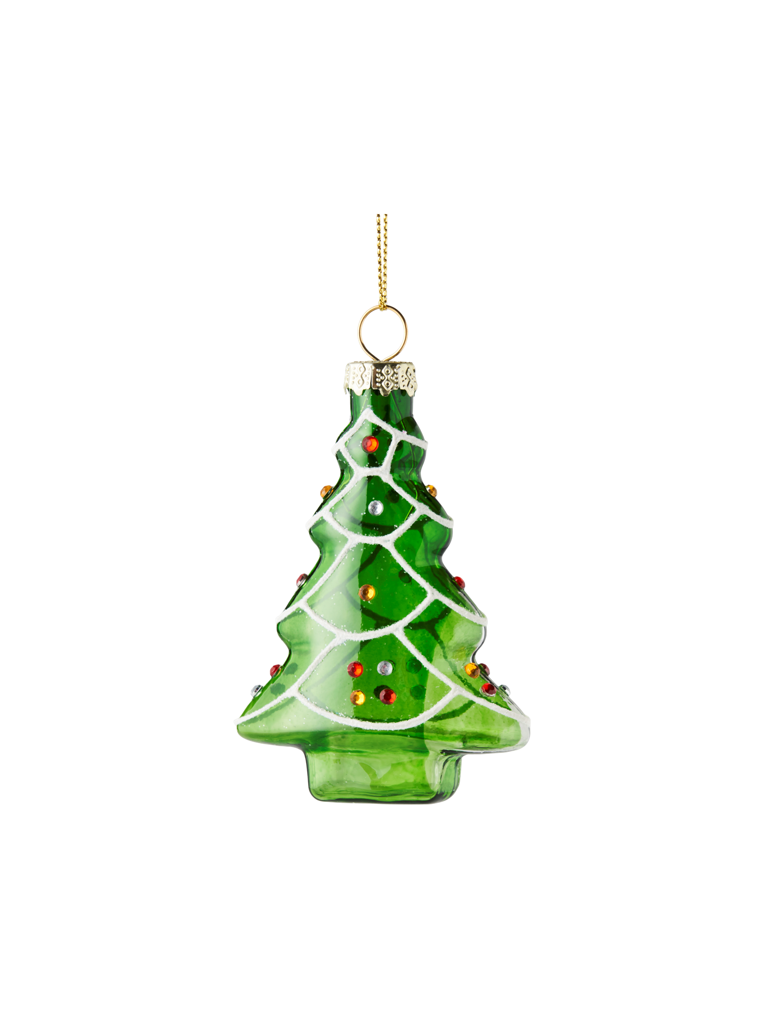 Juleophæng med træ | Glas. 8,2 cm. | Green