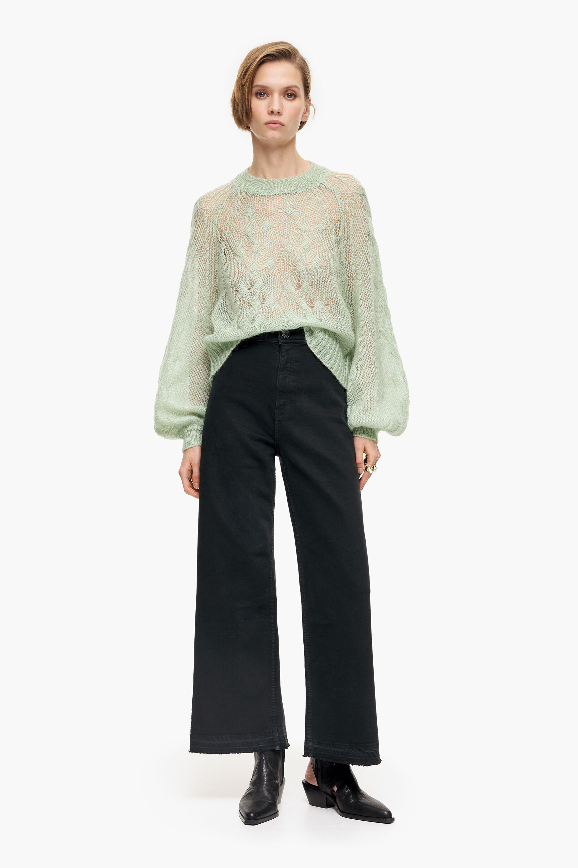 CULOTTE - Calça jeans preta de cintura alta