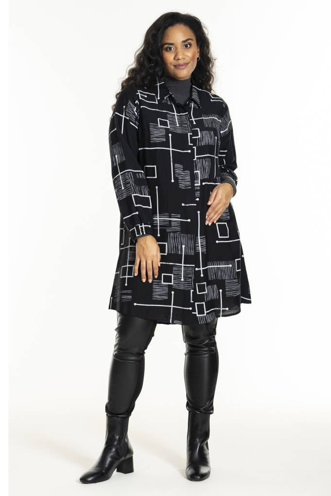 STUDIO tuniek met all over print zwart/wit
