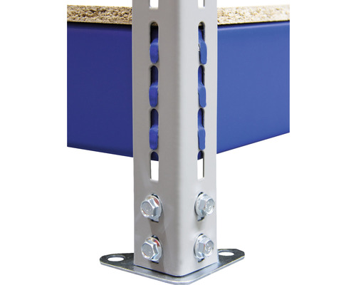 Palletstelling voor zware lasten, industriële stijl, blauw/grijs, 196x200x60 cm, 4 houten planken, draagvermogen 1000 kg, 9 stuks