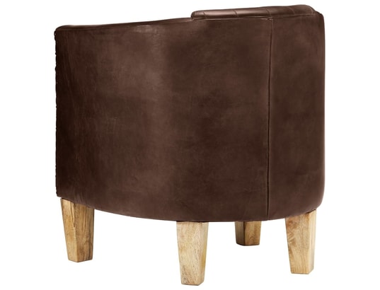 VIDAXL - Fauteuil cabriolet marron clair cuir véritable